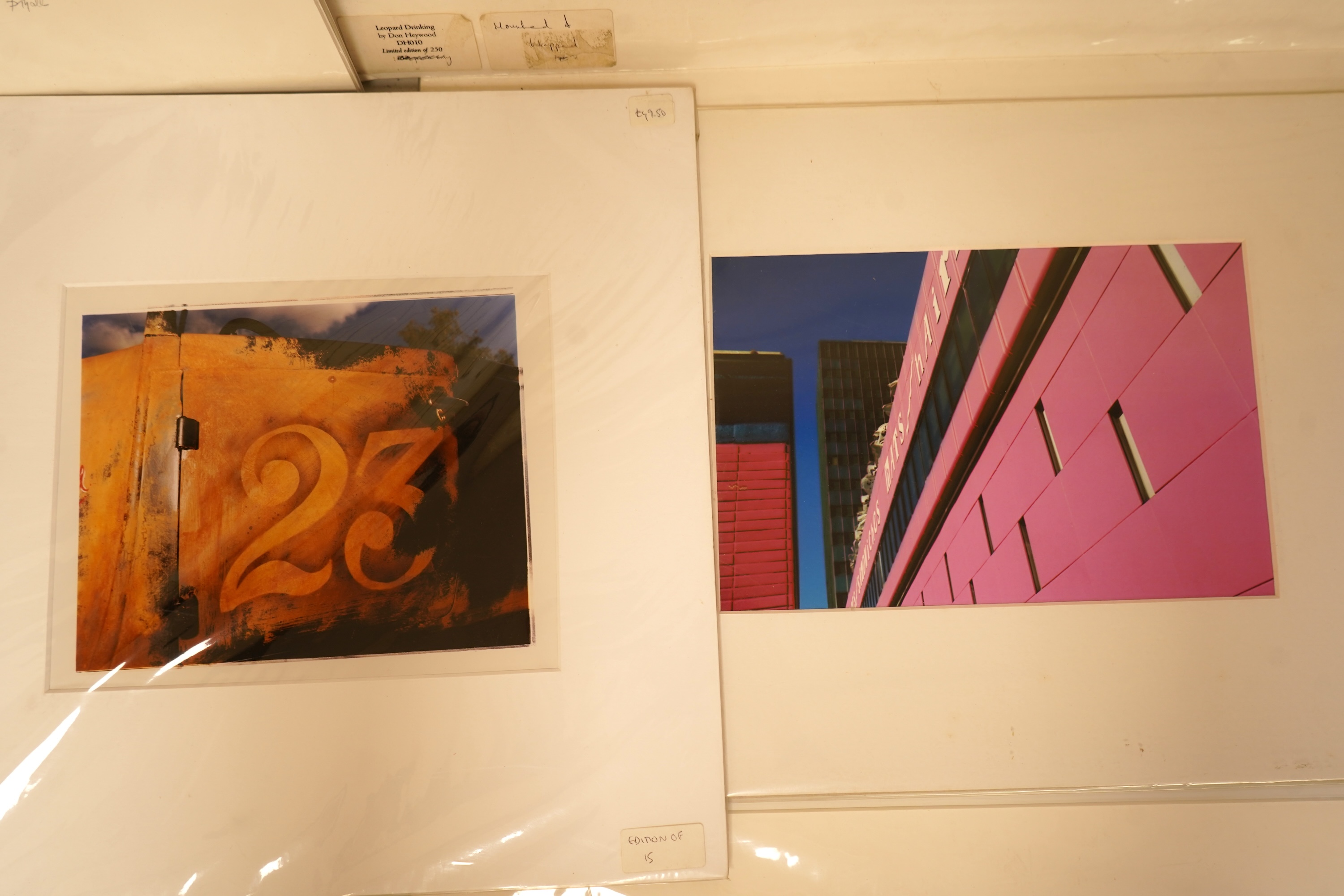 A collection of contemporary photographic prints to include David Gall, a set of three, Richard Heeps, Sweden, 2004, signed limited edition 3/15 verso and David Goodyear, Elephant and Castle, London, together with Don He